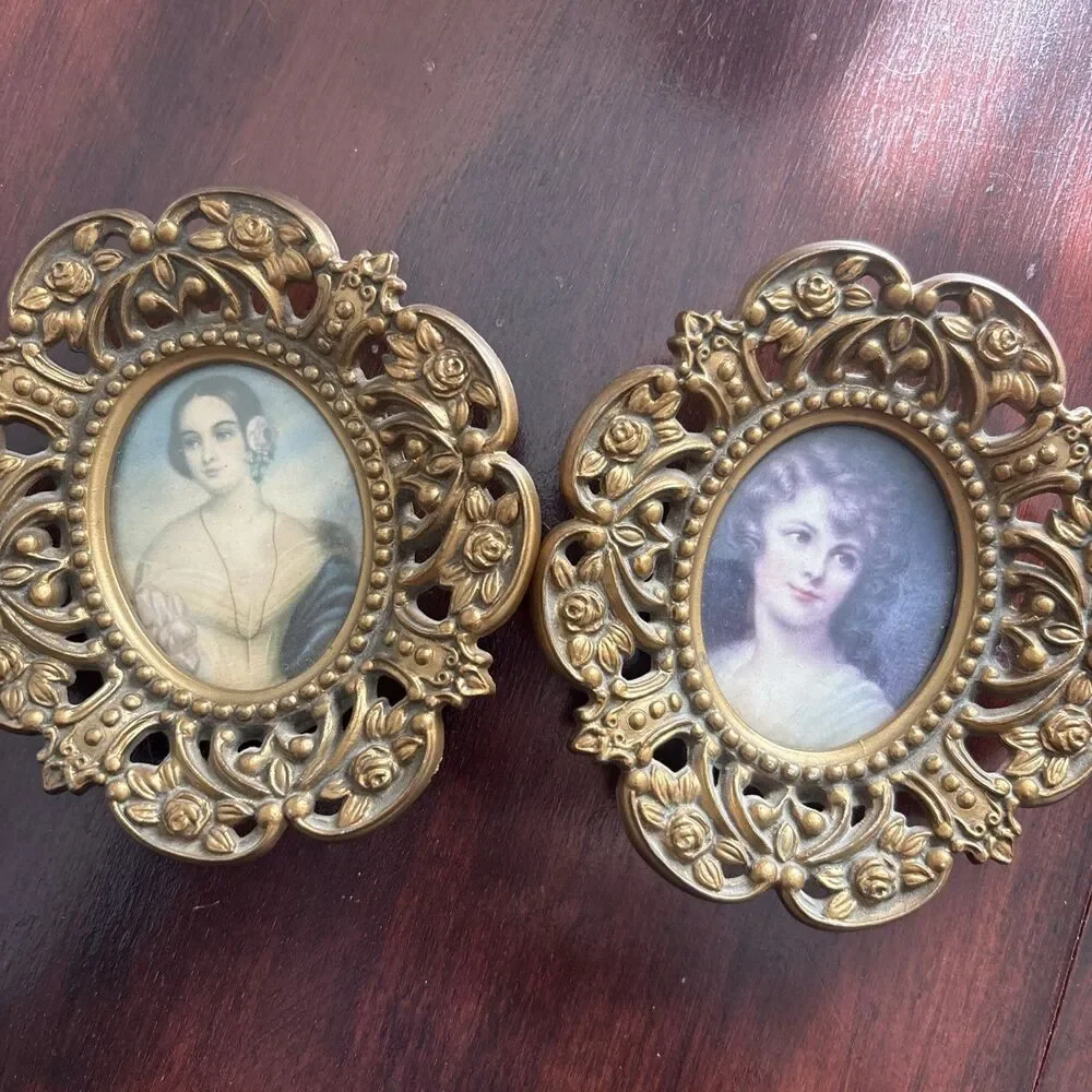 Vintage Cameo Creations Dual Portraits, Convex Glass, Made In France